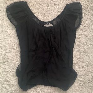 Y2k bebe black silk blouson top